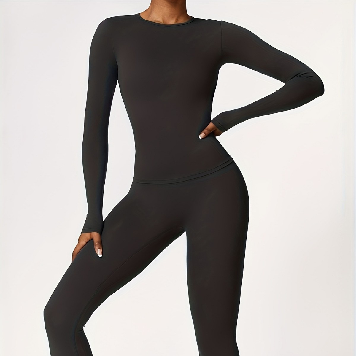 Pilates & Yoga Unleashed Studio Tuckahoe - ชุดโยคะรัดรูป แขนยาว สำหรับวิ่งออกกำลังกายกลางแจ้ง เสื้อผ้าฟิตเนสสำหรับฤดูใบไม้ร่วงและฤดูหนาว ชุดพิลาทิสสำหรับผู้หญิง