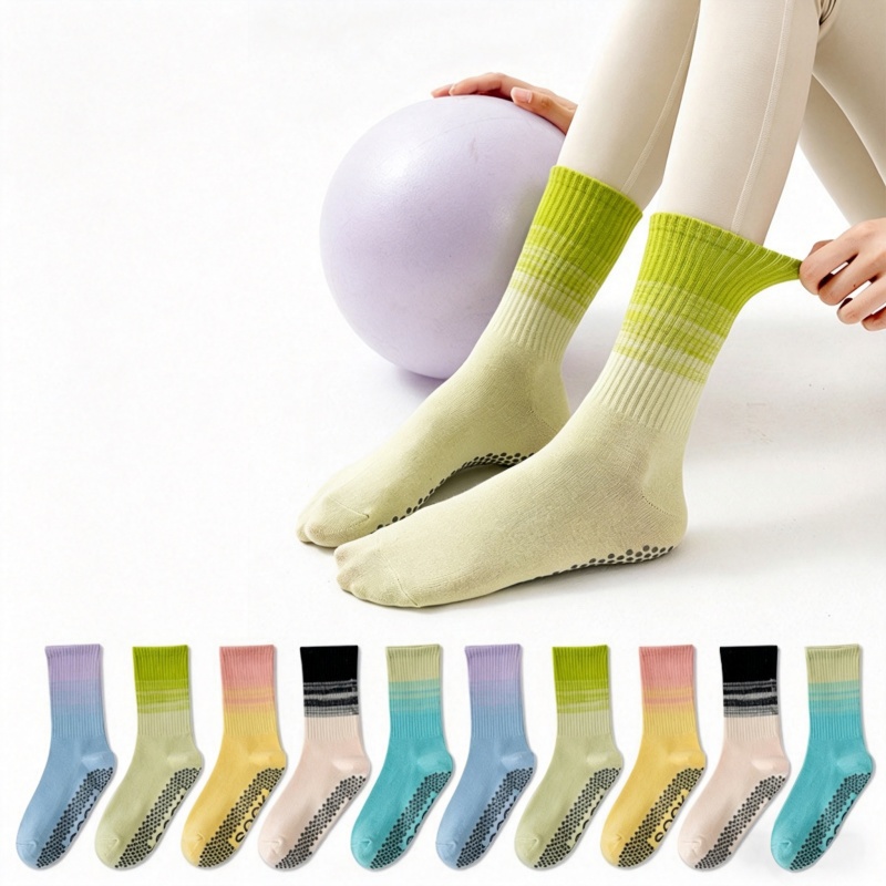 Youtube Yoga Pilates - ดรีมไลค์ลิน 1 คู่ถุงเท้าโยคะสำหรับผู้หญิง, ถุงเท้าออกกำลังกายและพิลาทิสแบบมืออาชีพ, ถุงเท้าซิลิโคนกันลื่น, ถุงเท้าระบายอากาศได้