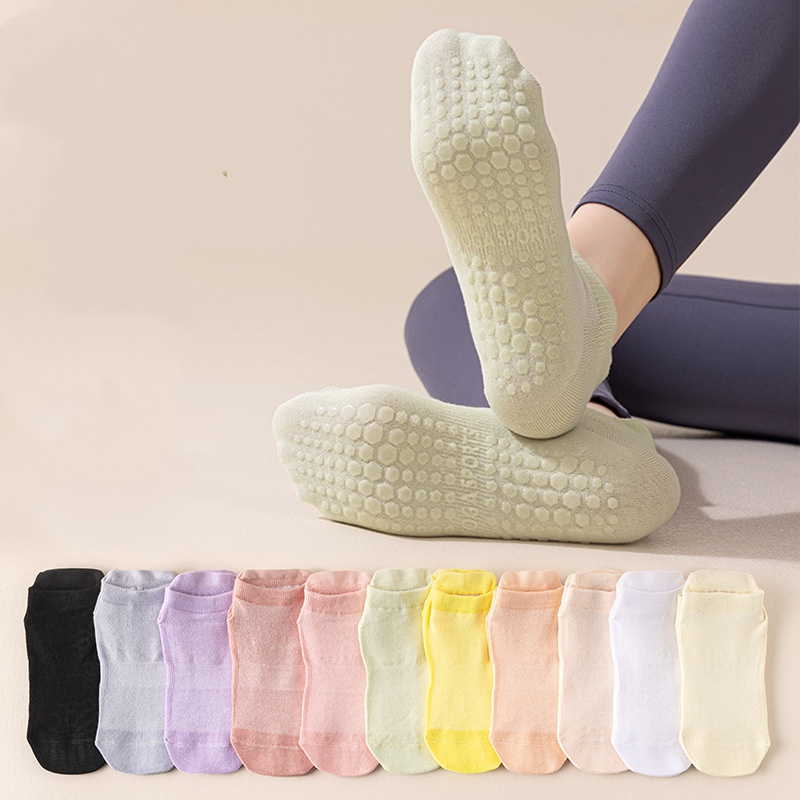Yoga Mix Pilates - 4/20 ชิ้น (2/10 คู่คละสี) ถุงเท้าโยคะพร้อมด้ามจับกันลื่นสำหรับออกกำลังกายในร่ม, ถุงเท้าสั้นพิลาทิสสำหรับผู้หญิง,