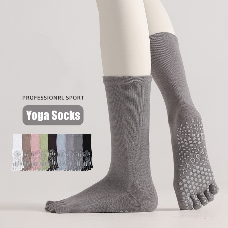 Youtube Yoga Pilates - ถุงเท้าโยคะผู้หญิง 1 คู่ สีลูกกวาด ผ้าฝ้าย ซิลิโคนกันลื่น