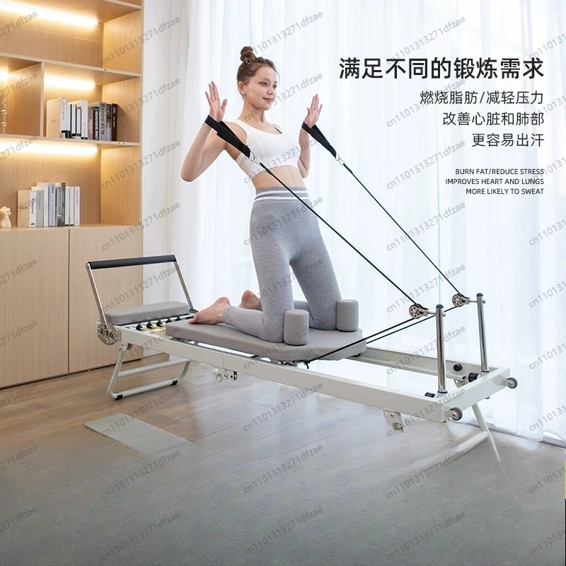 Pilates Yoga Home Workout - อุปกรณ์พิลาทิส รีฟอร์เมอร์สำหรับออกกำลังกายที่บ้าน เตียงโยคะแบบพับได้ขนาดใหญ่สำหรับการออกกำลังกายลดน้ำหนัก