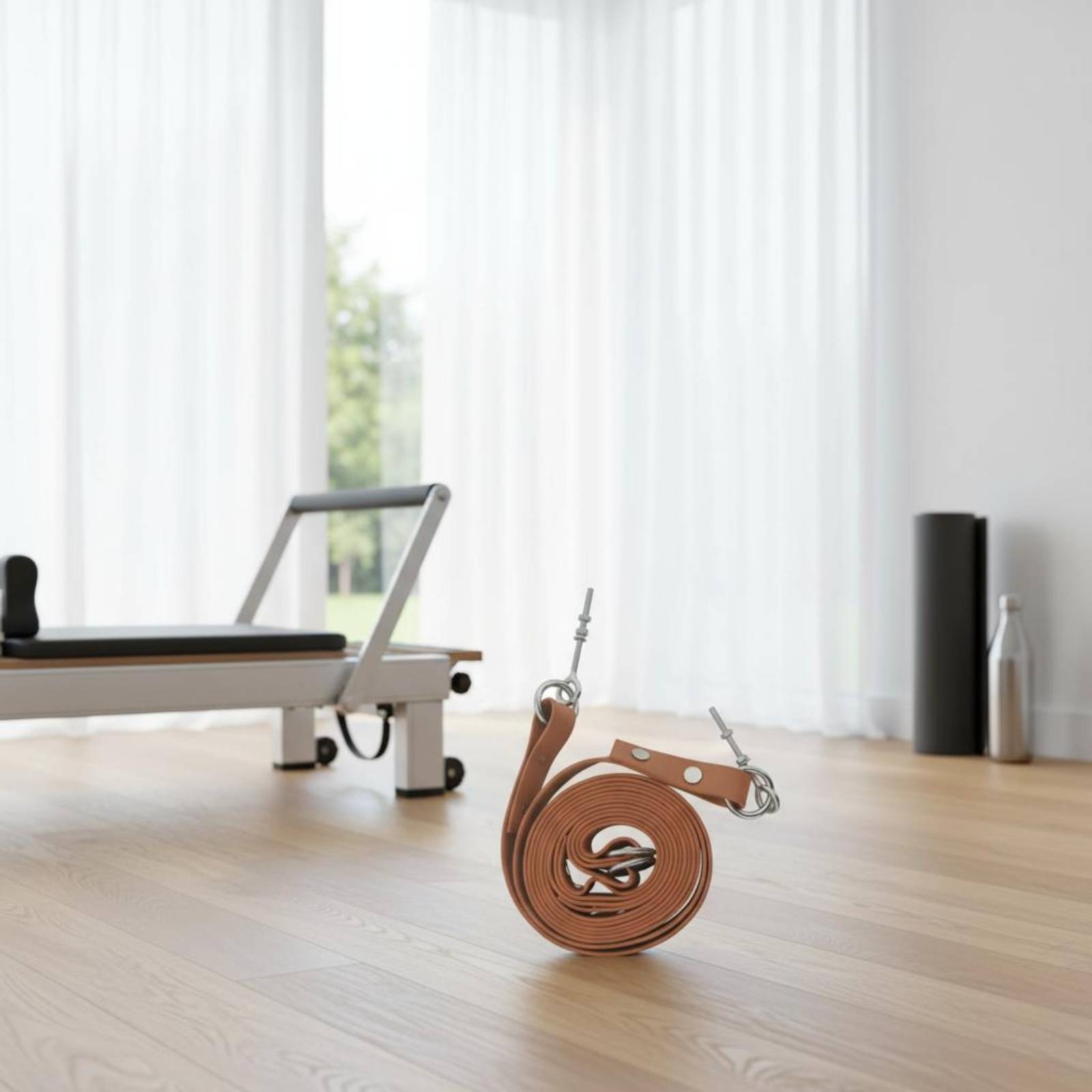 Pilates & Yoga Unleashed Studio Tuckahoe - สายรัดแบบวงคู่สำหรับพิลาทิส สายรัดแบบวงคู่ที่สะดวกสบาย อุปกรณ์ออกกำลังกายแบบปรับได้ ทำความสะอาดง่าย