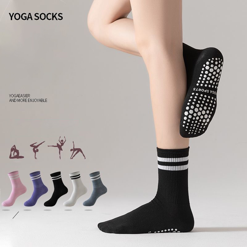 Youtube Yoga Pilates - ดรีมไลค์ลิน 1 คู่ถุงเท้าโยคะสำหรับผู้หญิงแบบกลางน่อง ถุงเท้ากันลื่น ระบายอากาศได้ดี และซับเหงื่อ