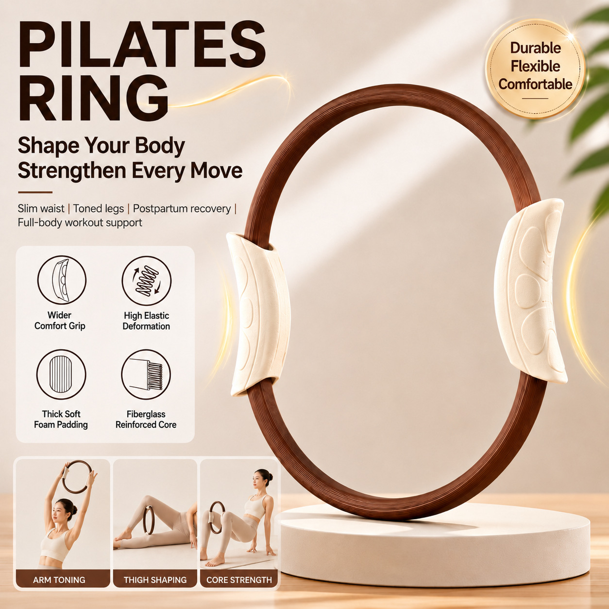 Pilates Yoga Ring - ห่วงพิลาทิส, ห่วงโยคะ, อุปกรณ์ฝึกกล้ามเนื้ออุ้งเชิงกราน, อุปกรณ์ช่วยออกกำลังกายเพื่อปรับรูปร่าง, สายยางยืดสำหรับสร้างกล้ามเนื้อขา