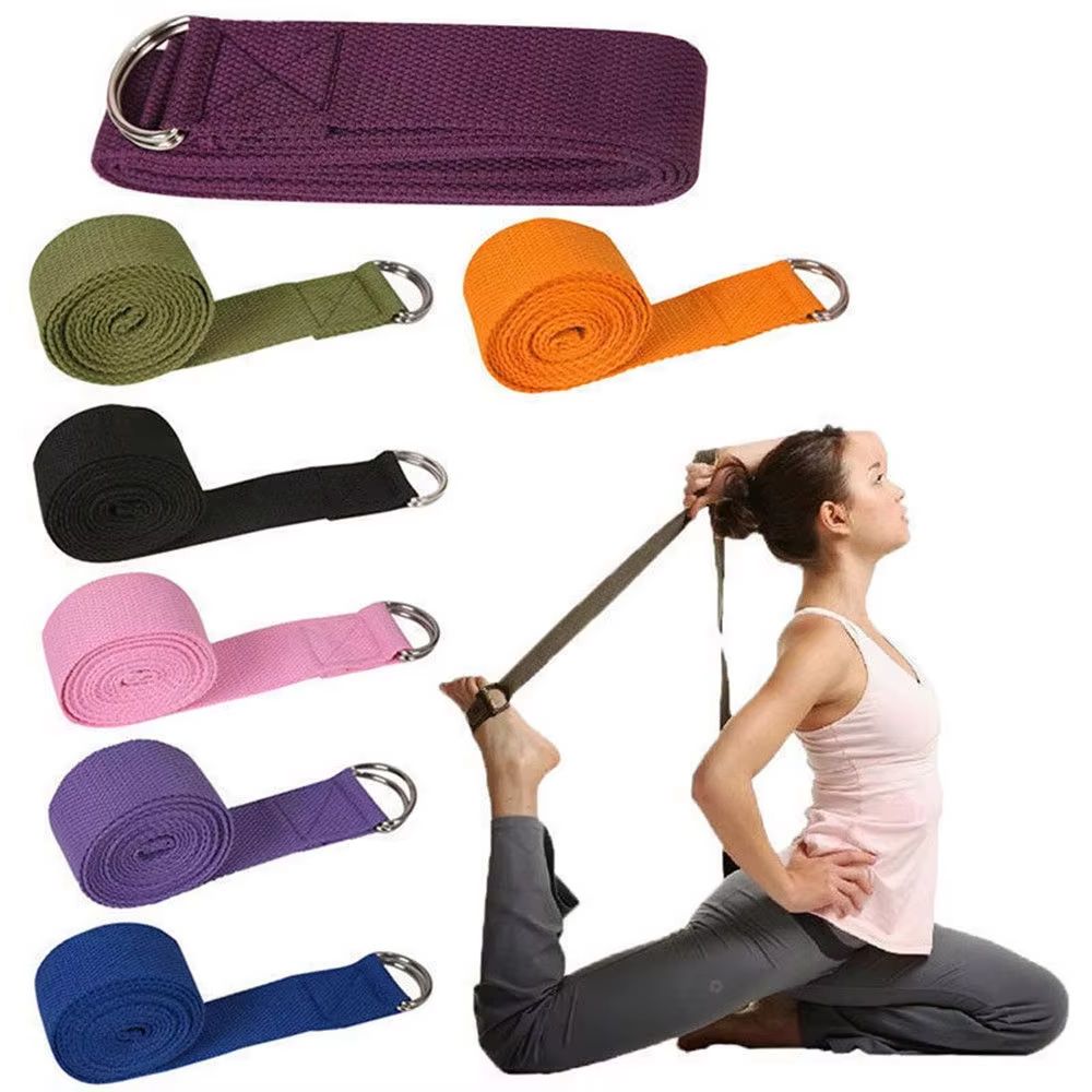 Pilates Yoga Ring - สายรัดโยคะแบบสปอร์ต 180 ซม. ผ้าฝ้ายทนทาน ปรับได้ พร้อมห่วง