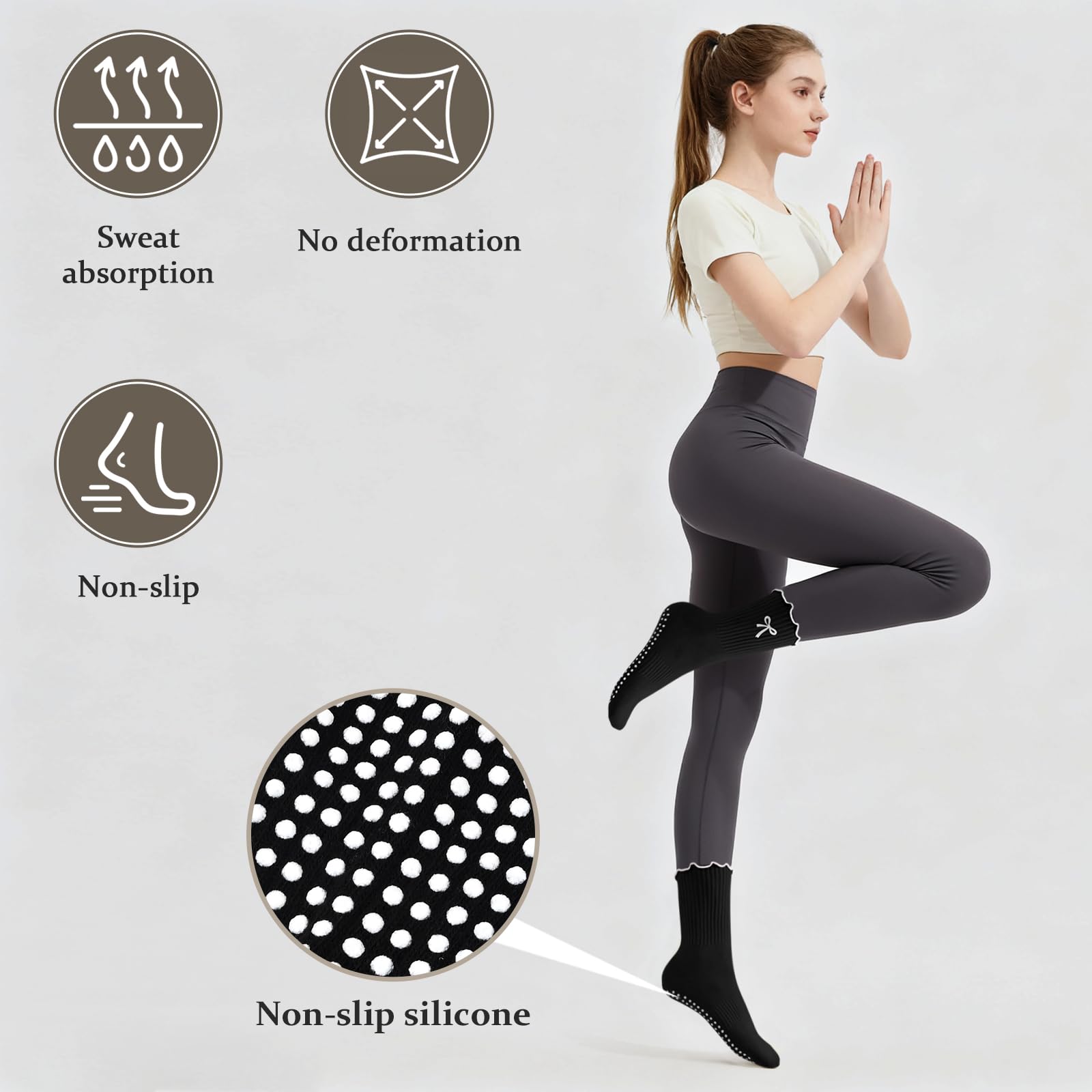 ถุงเท้าพิลาทิสกันลื่น ถุงเท้าโ - Youtube Yoga Pilates บทวิจารณ์และราคา