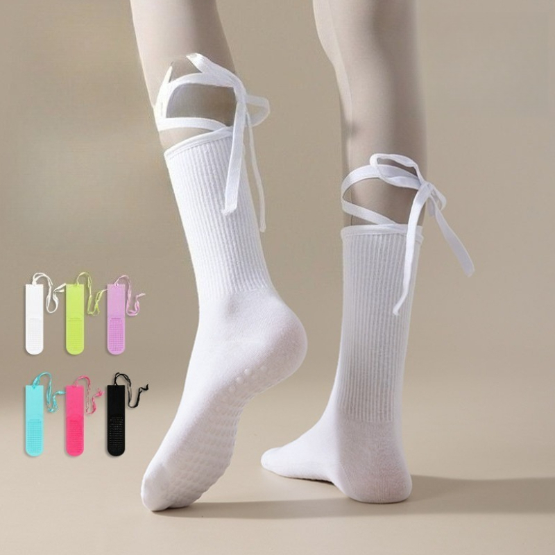 ถุงเท้าโยคะแบบมีแถบกันลื่นซิลิ - Youtube Yoga Pilates บทวิจารณ์และราคา